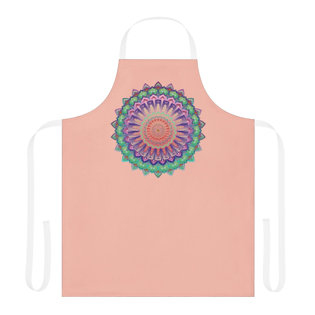 Peach Mandala Apron - Hand Drawn Art All Over Prints - Blululi