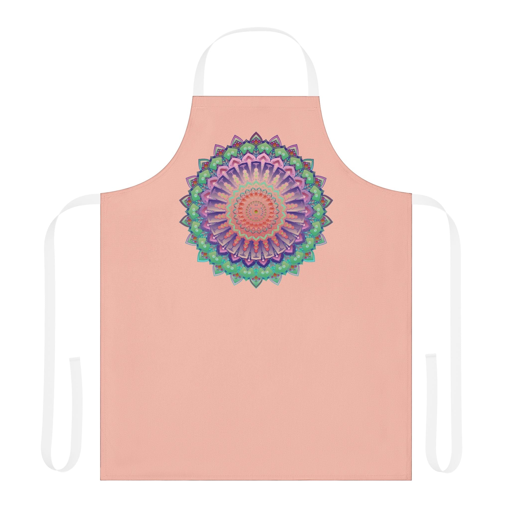 Peach Mandala Apron - Hand Drawn Art All Over Prints - Blululi