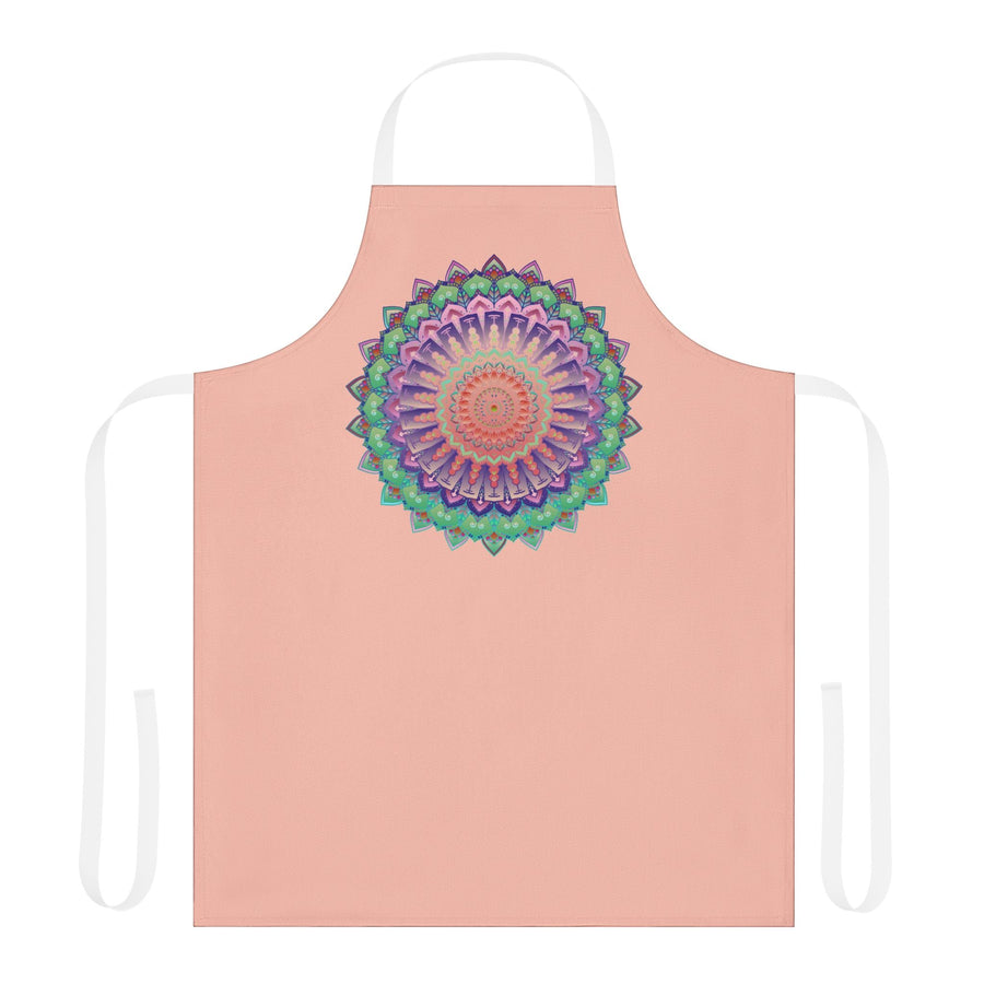 Peach Mandala Apron - Hand Drawn Art All Over Prints - Blululi