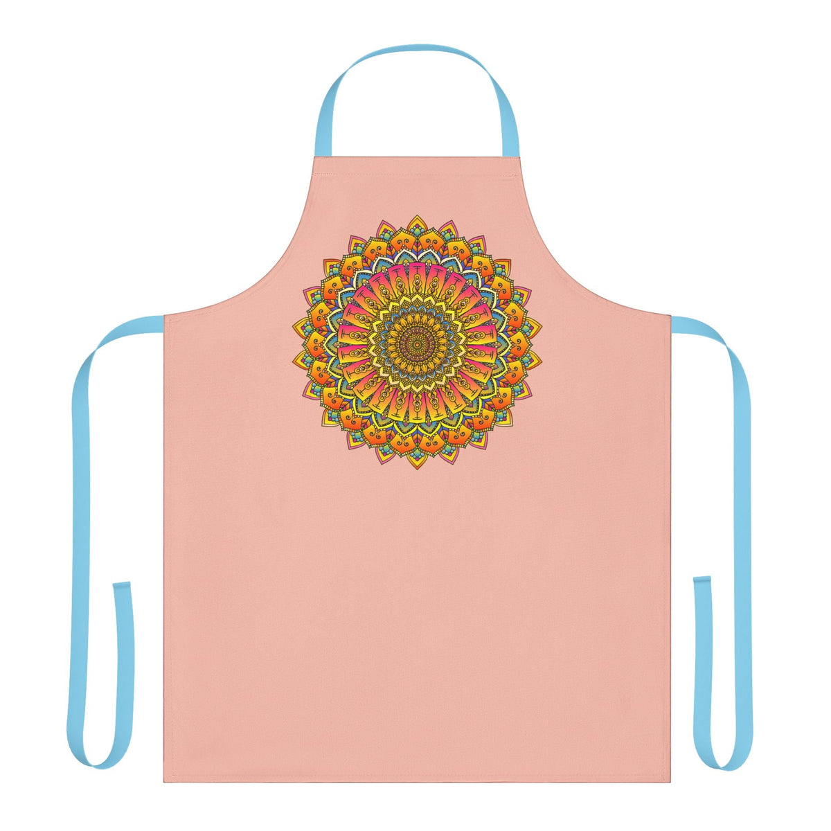 Peach Mandala Apron - Hand Drawn Art All Over Prints - Blululi