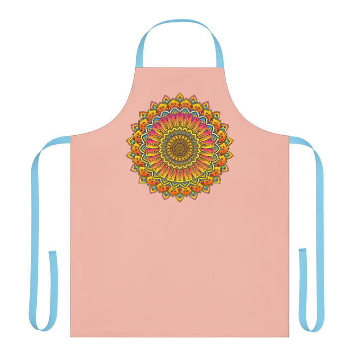 Peach Mandala Apron - Hand Drawn Art All Over Prints - Blululi