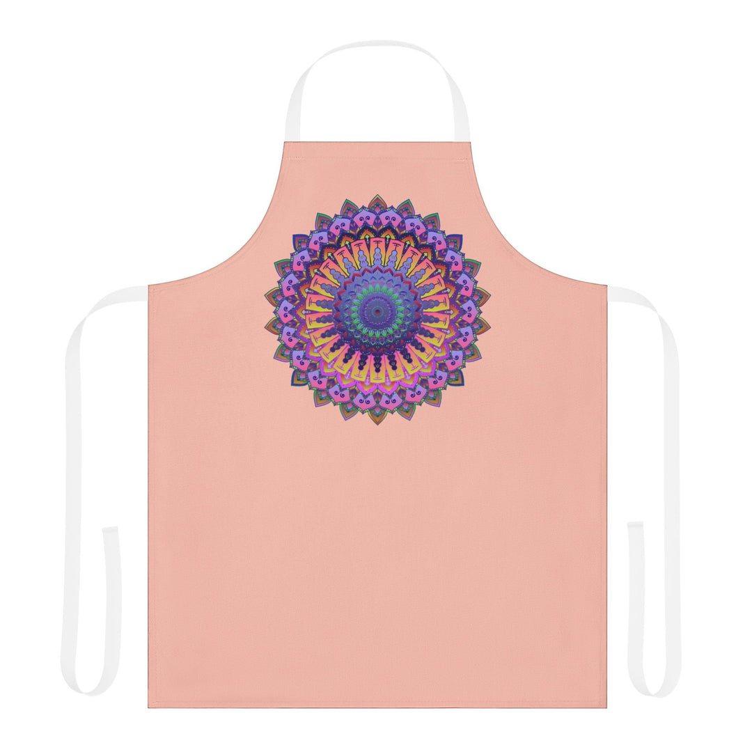 Peach Mandala Apron - Hand - Drawn Art All Over Prints - Blululi