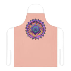 Peach Mandala Apron - Hand - Drawn Art All Over Prints - Blululi