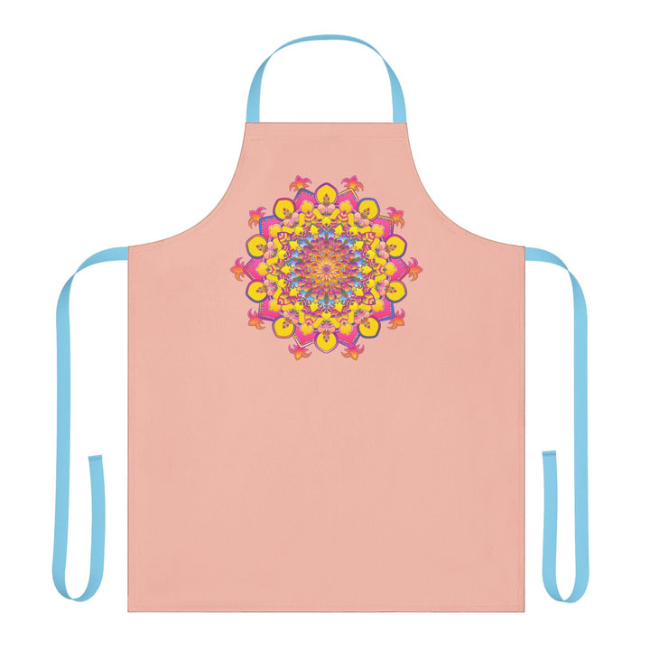 Peach Mandala Apron - Hand Drawn Art All Over Prints - Blululi