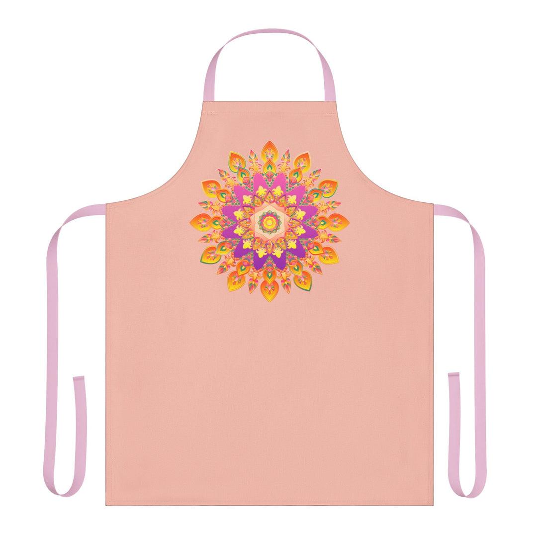 Peach Mandala Apron - Hand - Drawn Art All Over Prints - Blululi