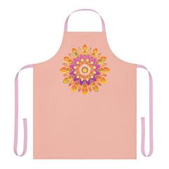 Peach Mandala Apron - Hand - Drawn Art All Over Prints - Blululi