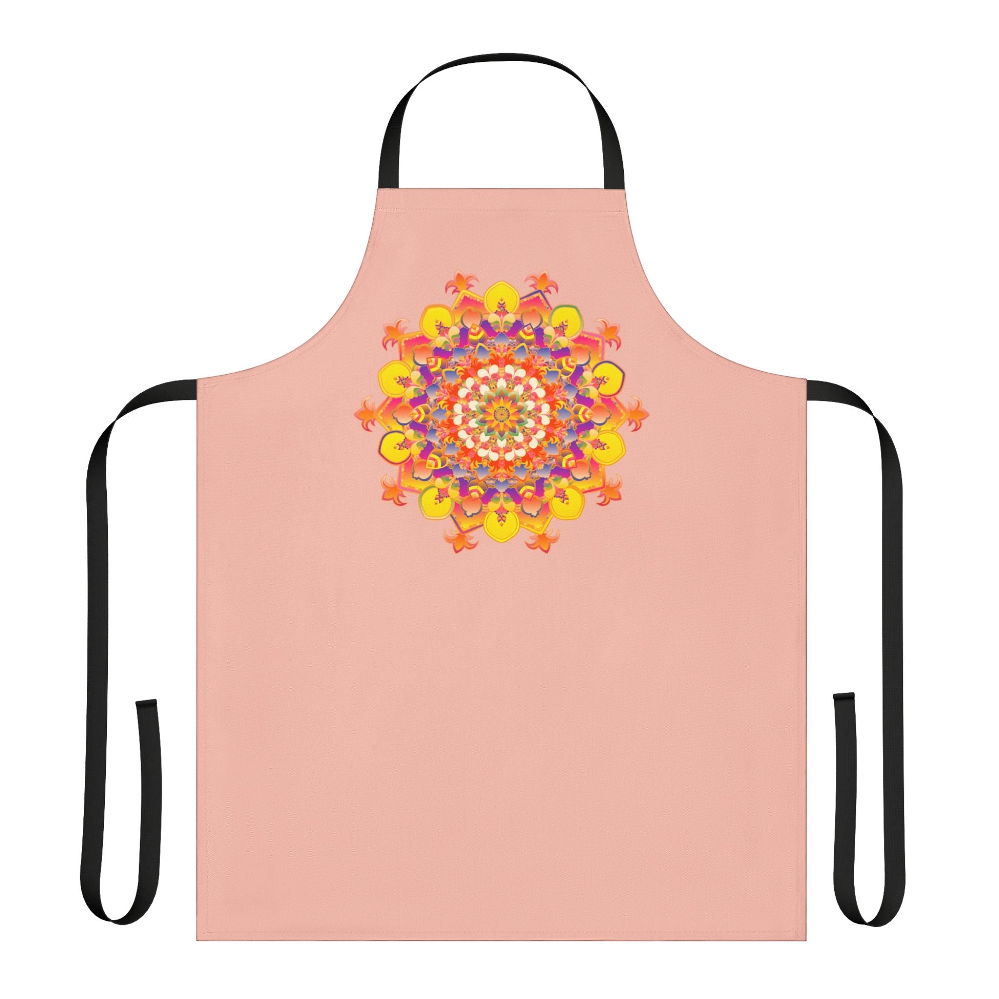 Peach Mandala Apron - Hand Drawn Art All Over Prints - Blululi