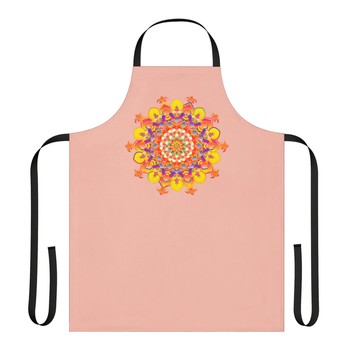 Peach Mandala Apron - Hand Drawn Art All Over Prints - Blululi