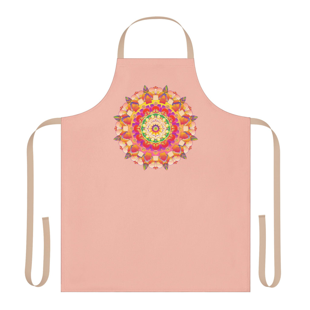 Peach Mandala Apron - Hand Drawn Art All Over Prints - Blululi