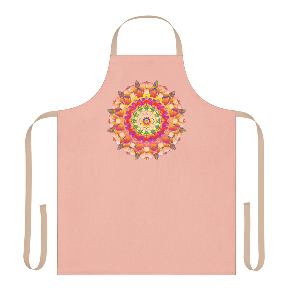 Peach Mandala Apron - Hand Drawn Art All Over Prints - Blululi