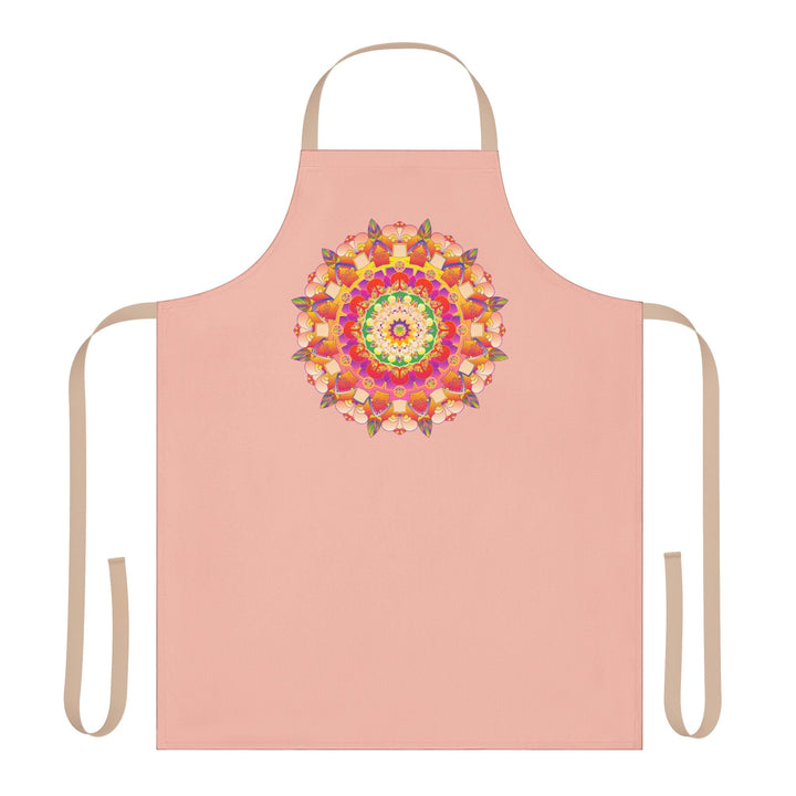 Peach Mandala Apron - Hand Drawn Art All Over Prints - Blululi