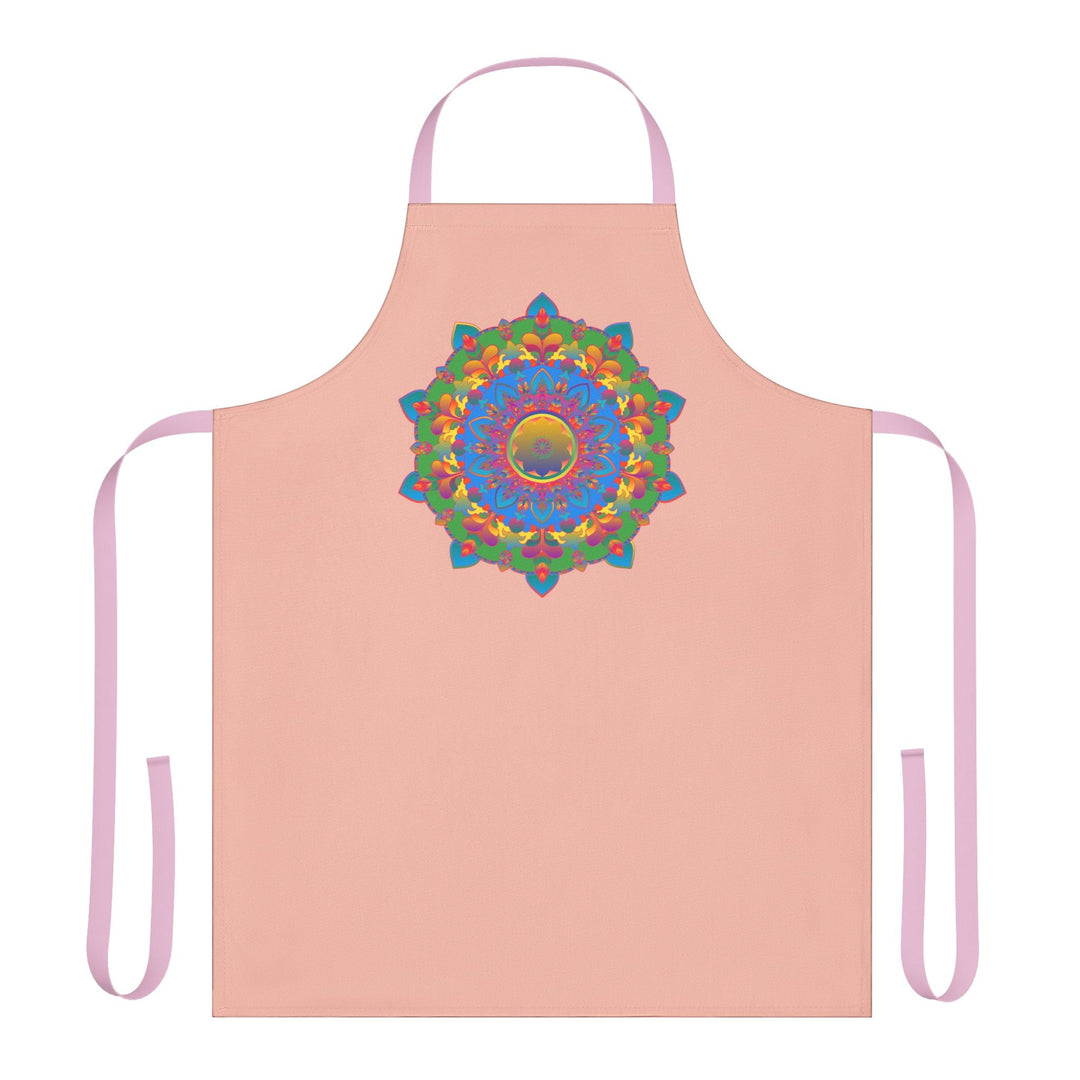 Peach Mandala Apron - Hand Drawn Art All Over Prints - Blululi