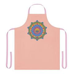 Peach Mandala Apron - Hand Drawn Art All Over Prints - Blululi