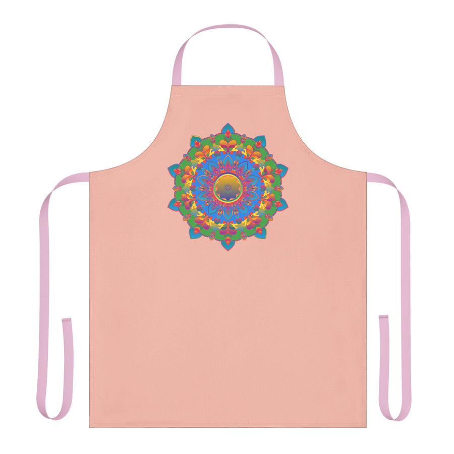 Peach Mandala Apron - Hand Drawn Art All Over Prints - Blululi
