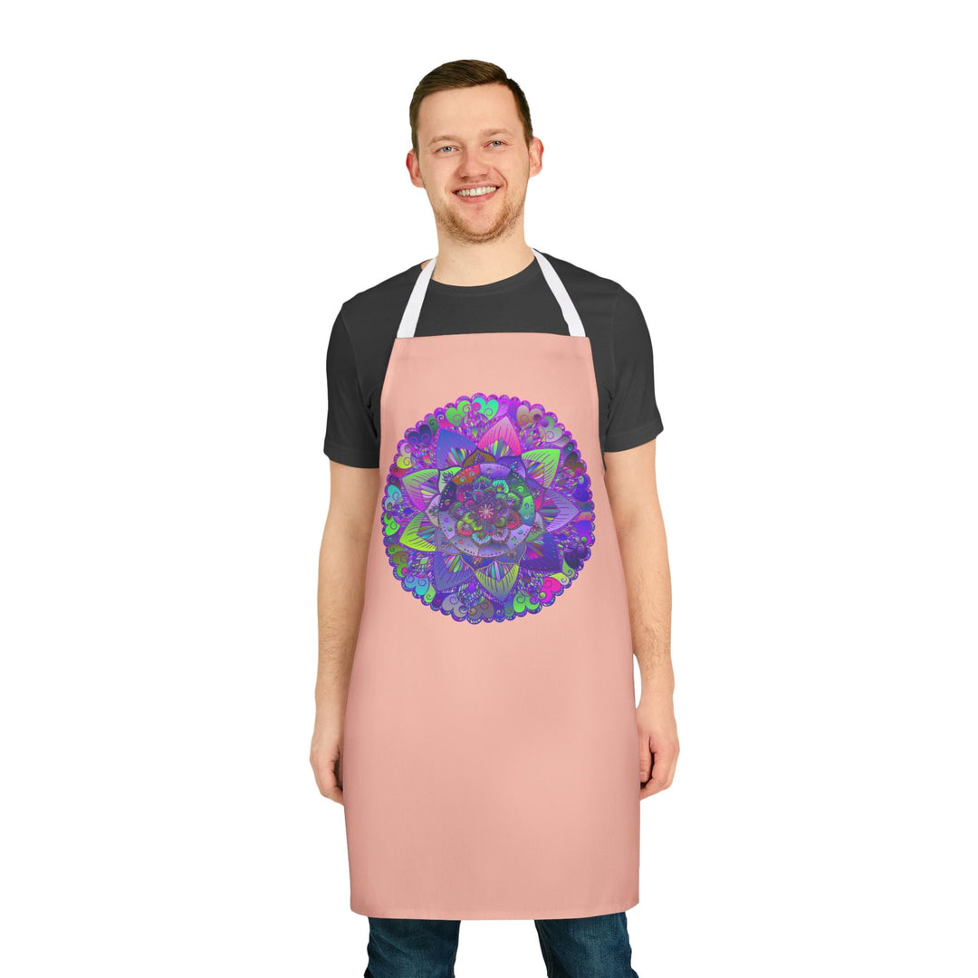 Peach Mandala Apron - Hand Drawn Art All Over Prints - Blululi