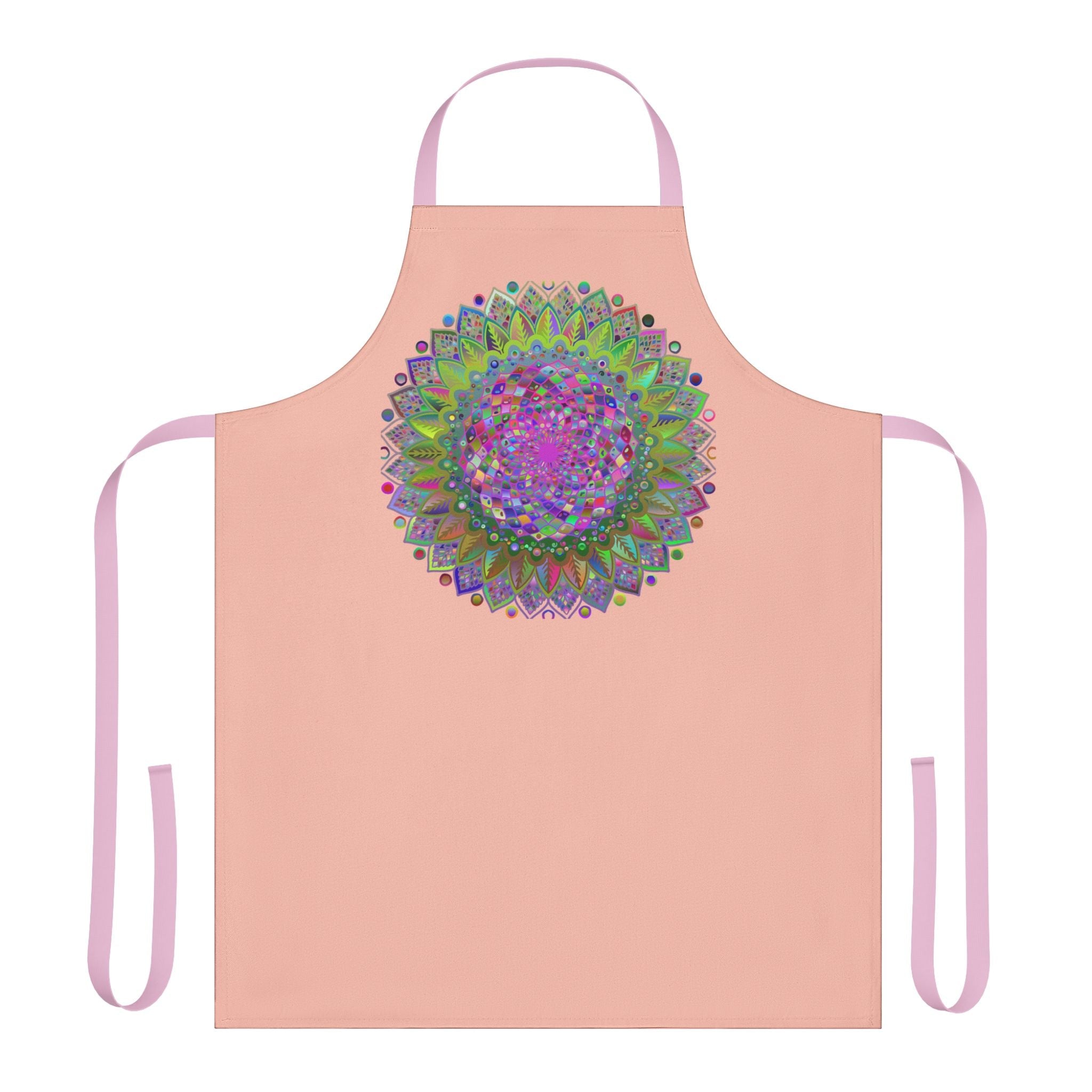 Peach Mandala Apron - Hand Drawn Art All Over Prints - Blululi