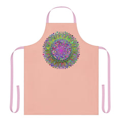 Peach Mandala Apron - Hand Drawn Art All Over Prints - Blululi