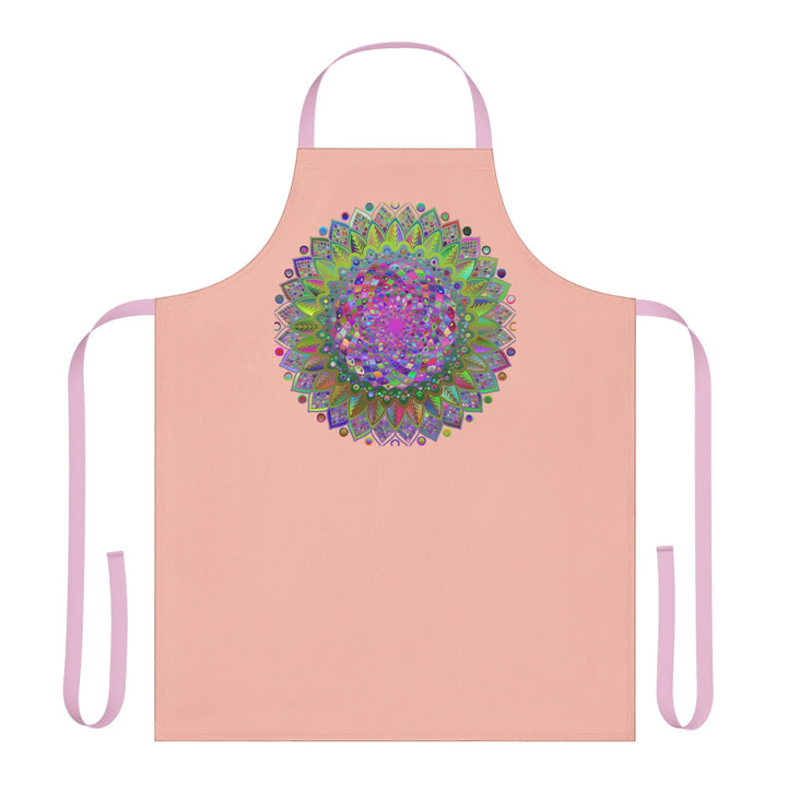 Peach Mandala Apron - Hand Drawn Art All Over Prints - Blululi