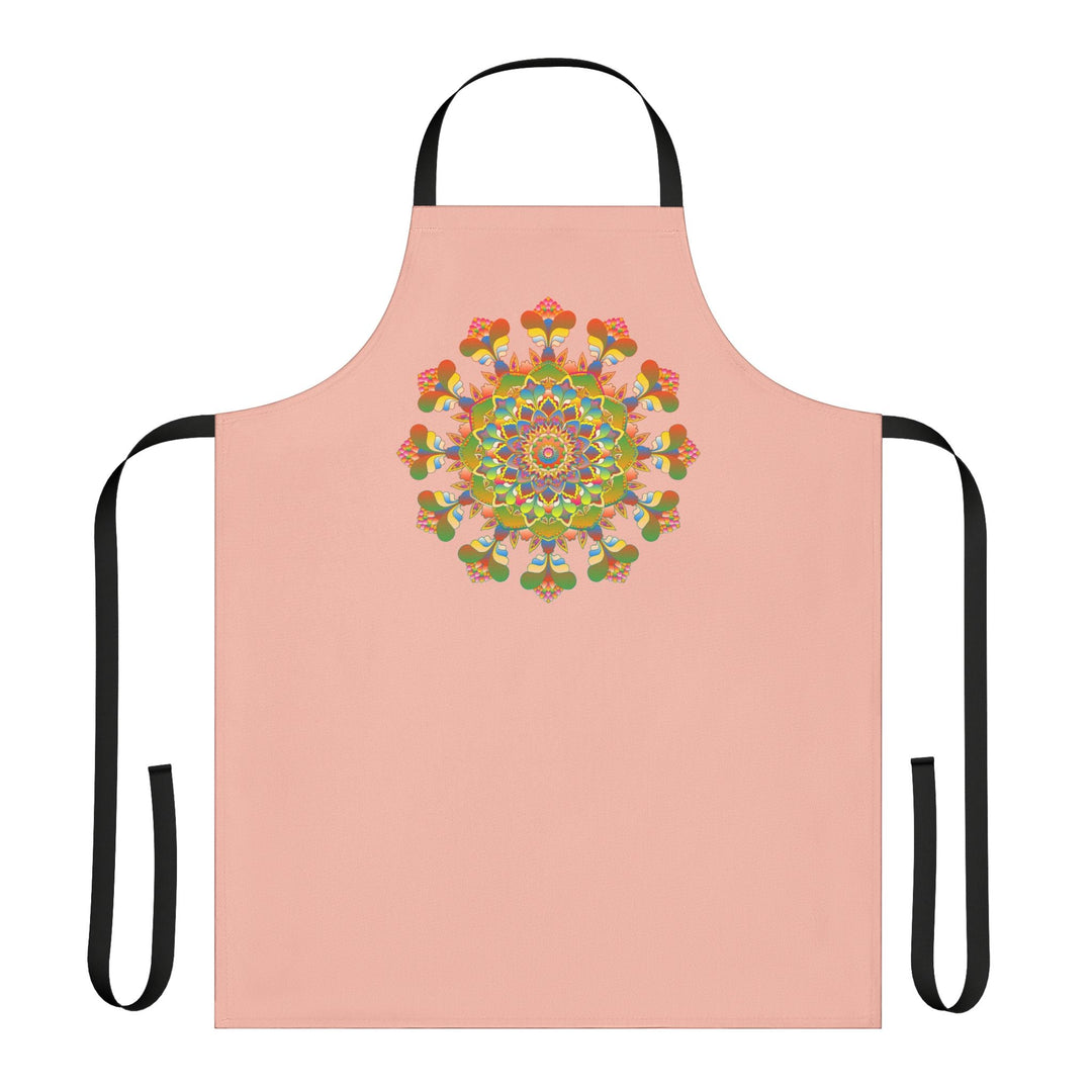 Peach Mandala Apron - Hand - Drawn Art All Over Prints - Blululi