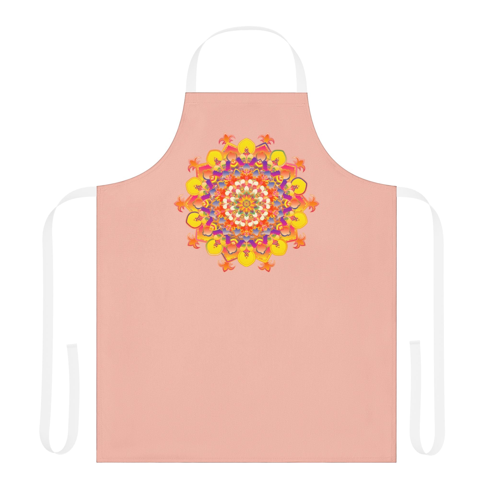 Peach Mandala Apron - Hand Drawn Art All Over Prints - Blululi