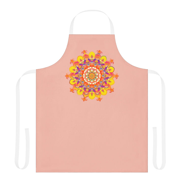 Peach Mandala Apron - Hand Drawn Art All Over Prints - Blululi