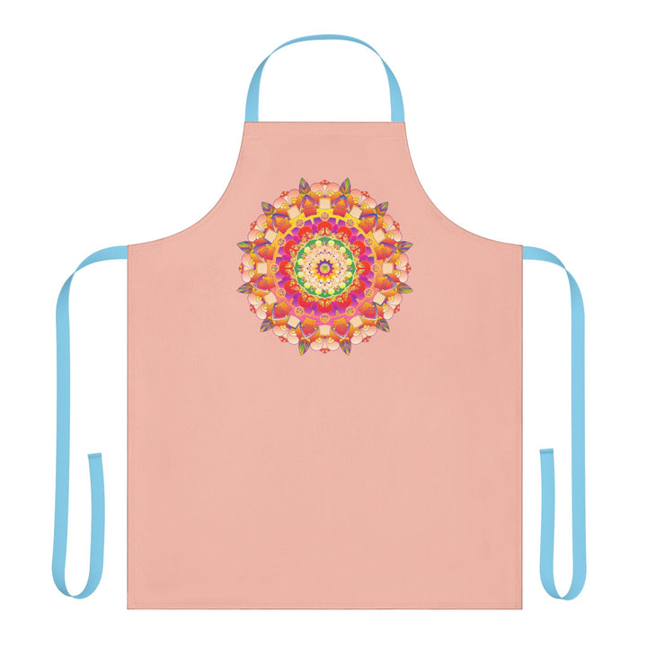 Peach Mandala Apron - Hand Drawn Art All Over Prints - Blululi