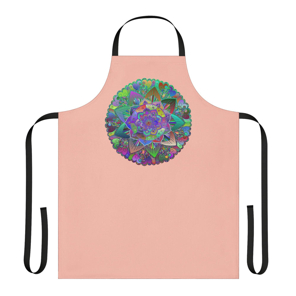 Peach Mandala Apron - Hand Drawn Art All Over Prints - Blululi