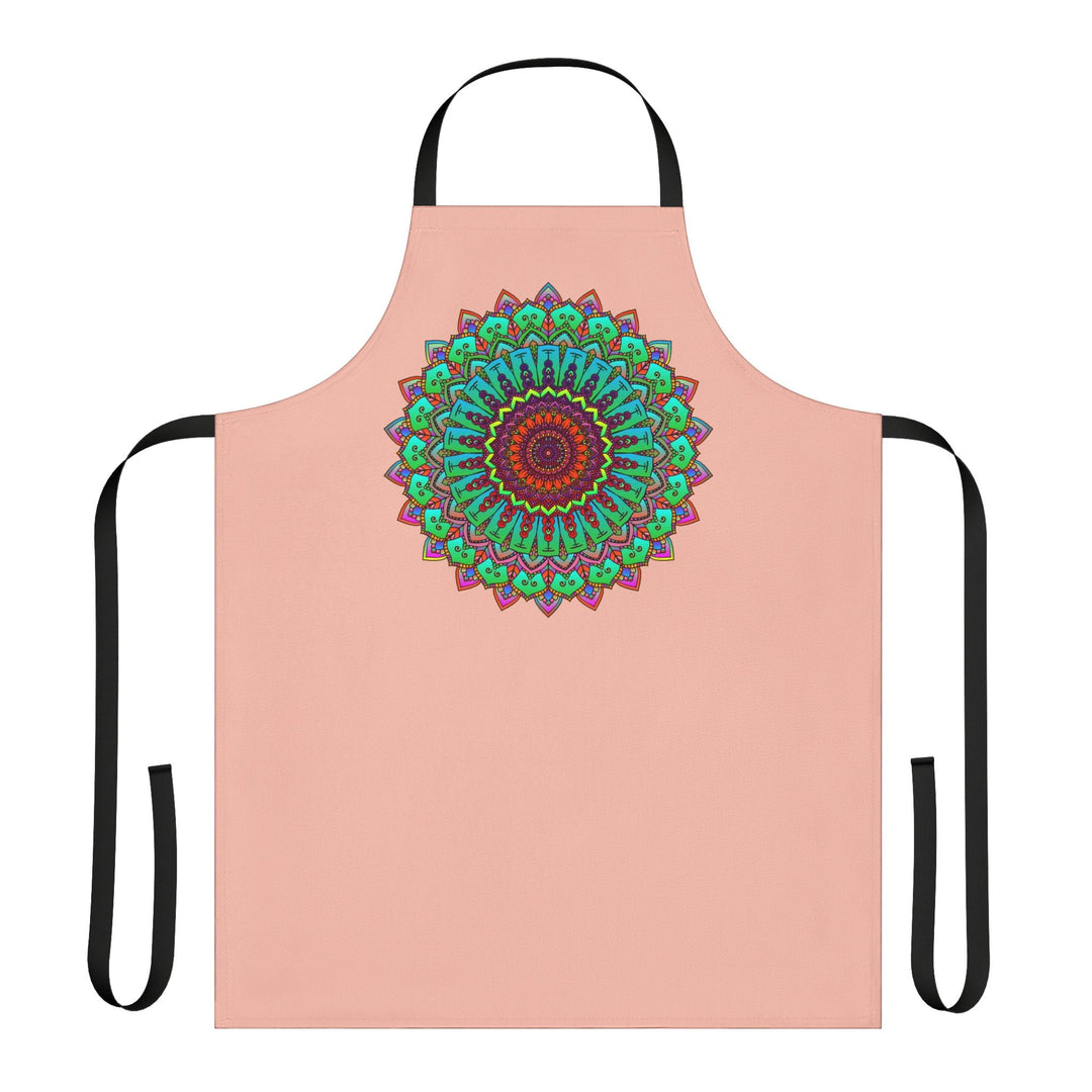 Peach Mandala Apron - Hand Drawn Art All Over Prints - Blululi