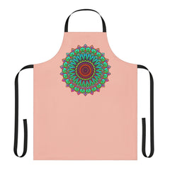 Peach Mandala Apron - Hand Drawn Art All Over Prints - Blululi