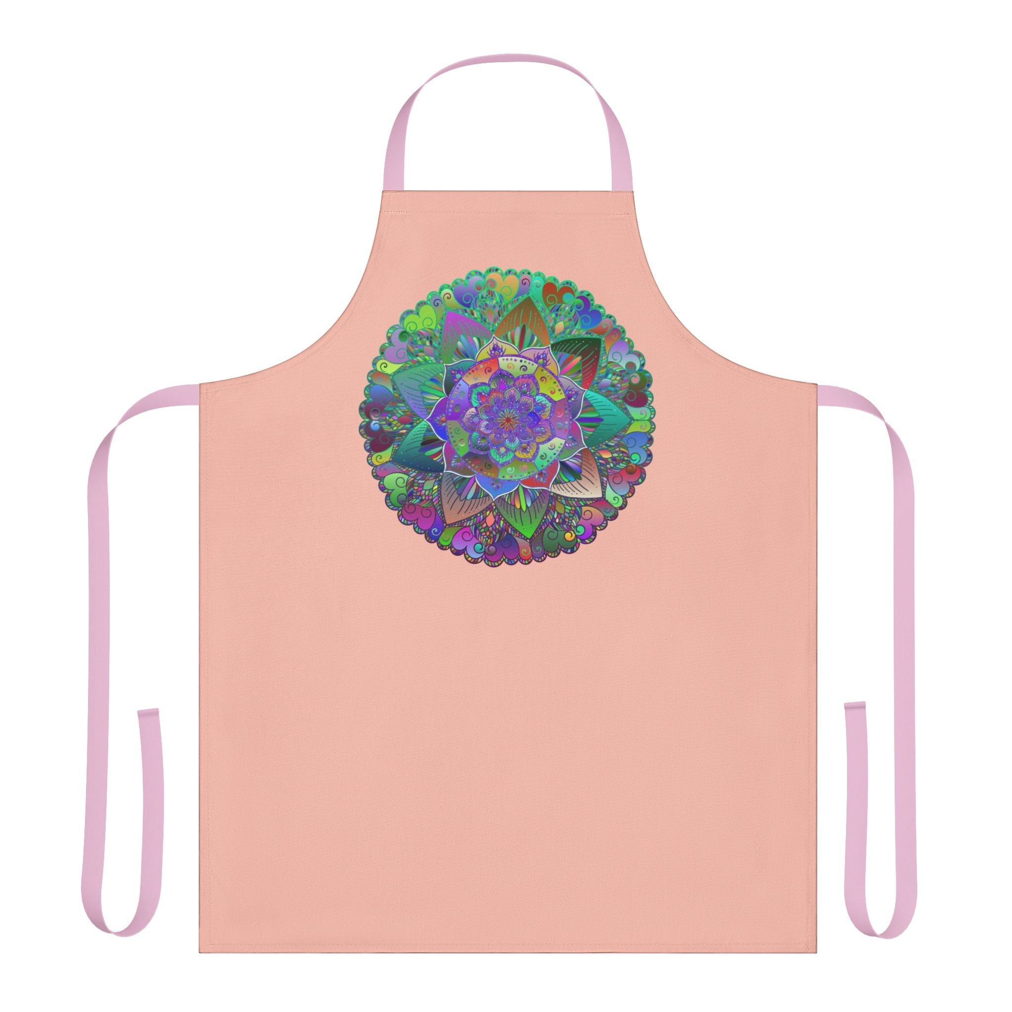 Peach Mandala Apron - Hand Drawn Art All Over Prints - Blululi