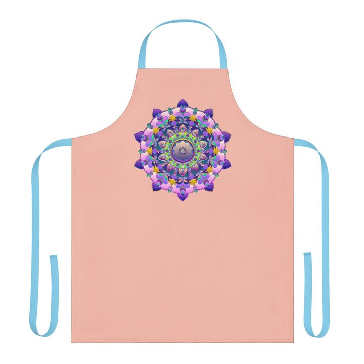 Peach Mandala Apron - Hand Drawn Art All Over Prints - Blululi