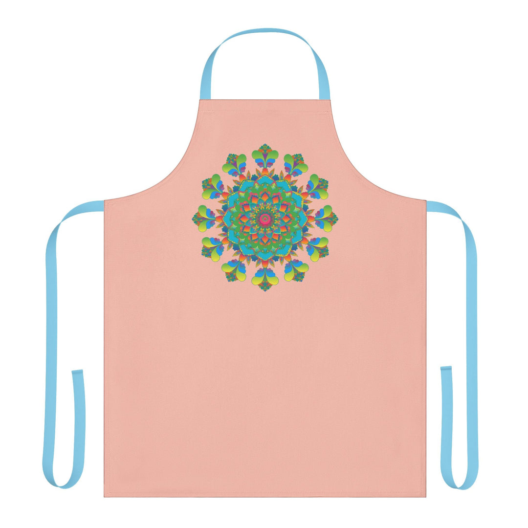 Peach Mandala Apron - Hand Drawn Art All Over Prints - Blululi