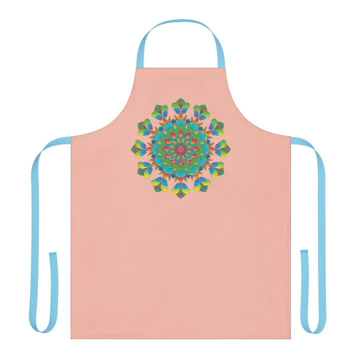 Peach Mandala Apron - Hand Drawn Art All Over Prints - Blululi