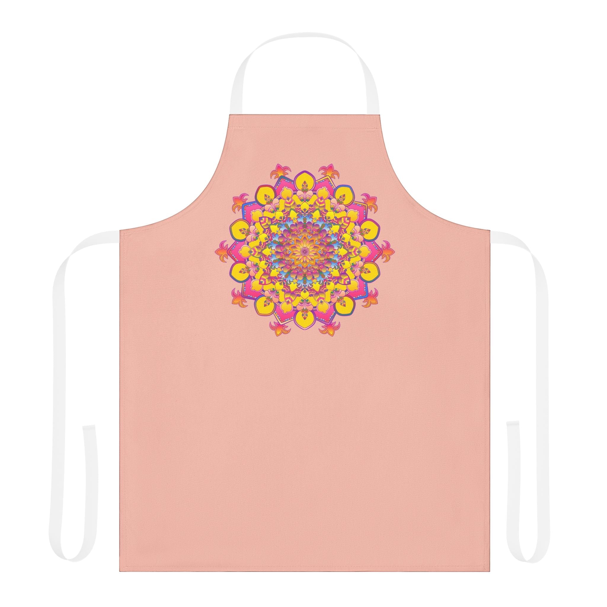 Peach Mandala Apron - Hand Drawn Art All Over Prints - Blululi