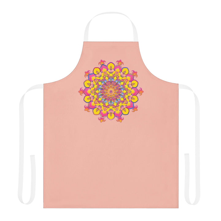 Peach Mandala Apron - Hand Drawn Art All Over Prints - Blululi