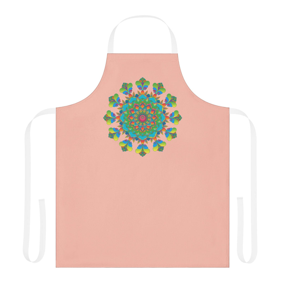 Peach Mandala Apron - Hand Drawn Art All Over Prints - Blululi