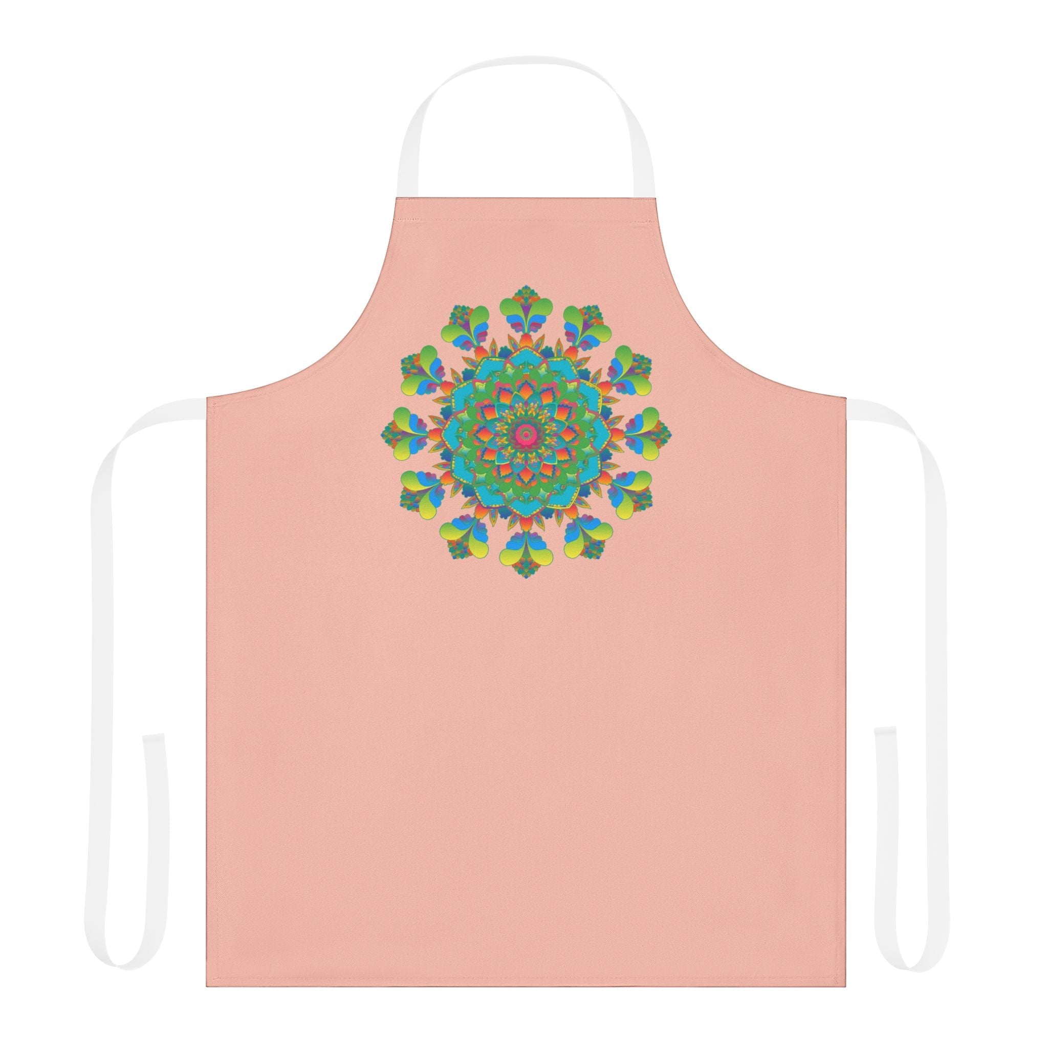 Peach Mandala Apron - Hand Drawn Art All Over Prints - Blululi