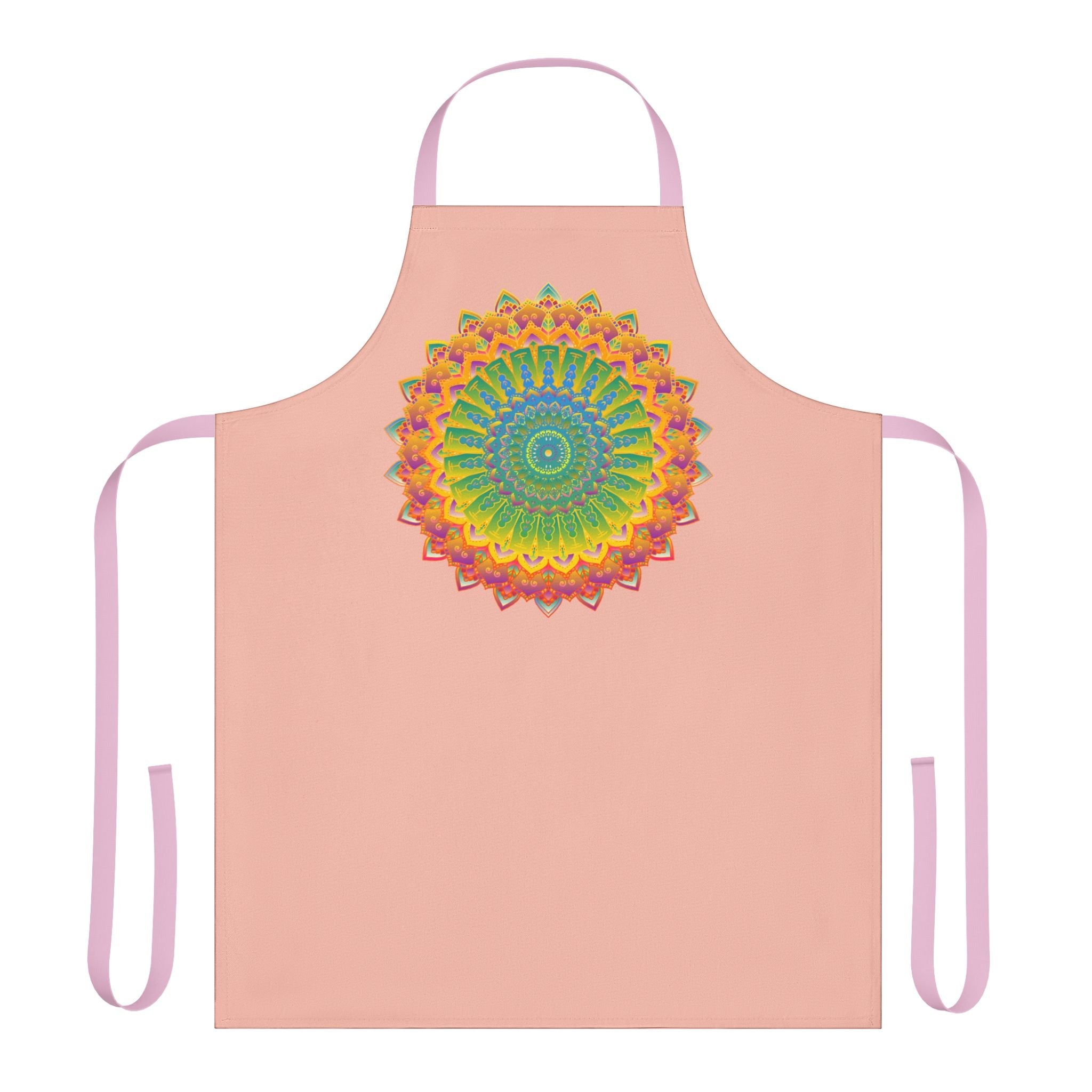 Peach Mandala Apron - Hand Drawn Art All Over Prints - Blululi