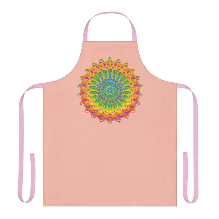 Peach Mandala Apron - Hand Drawn Art All Over Prints - Blululi