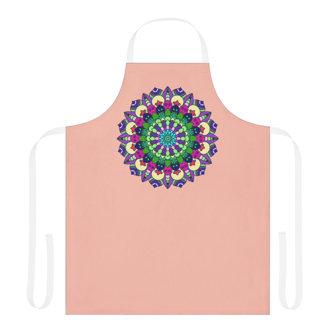 Peach Mandala Apron - Hand Drawn Art All Over Prints - Blululi