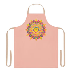 Peach Mandala Apron - Hand Drawn Art All Over Prints - Blululi