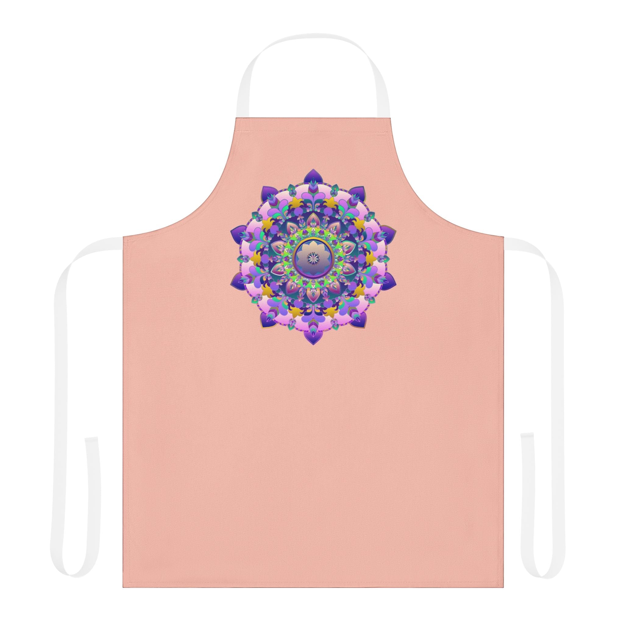 Peach Mandala Apron - Hand Drawn Art All Over Prints - Blululi