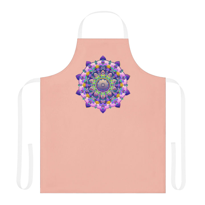 Peach Mandala Apron - Hand Drawn Art All Over Prints - Blululi