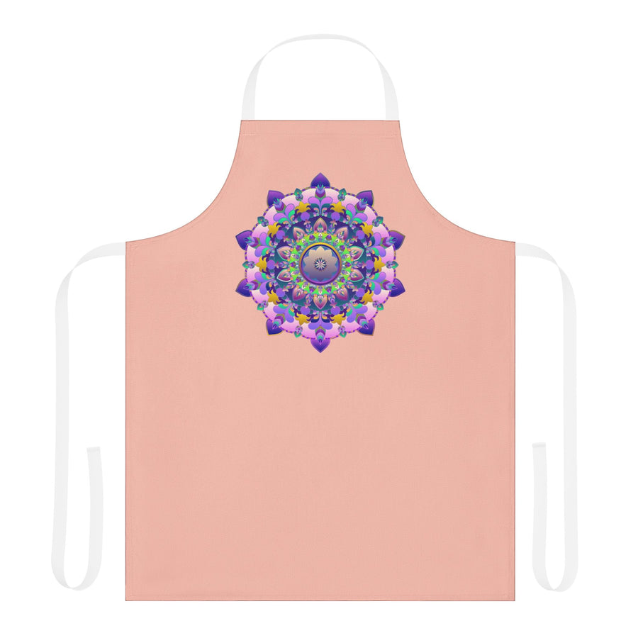 Peach Mandala Apron - Hand Drawn Art All Over Prints - Blululi