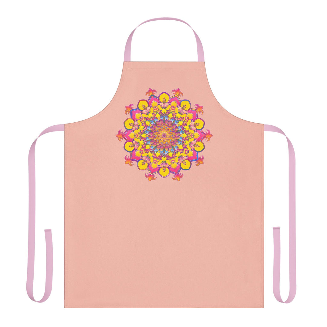 Peach Mandala Apron - Hand Drawn Art All Over Prints - Blululi