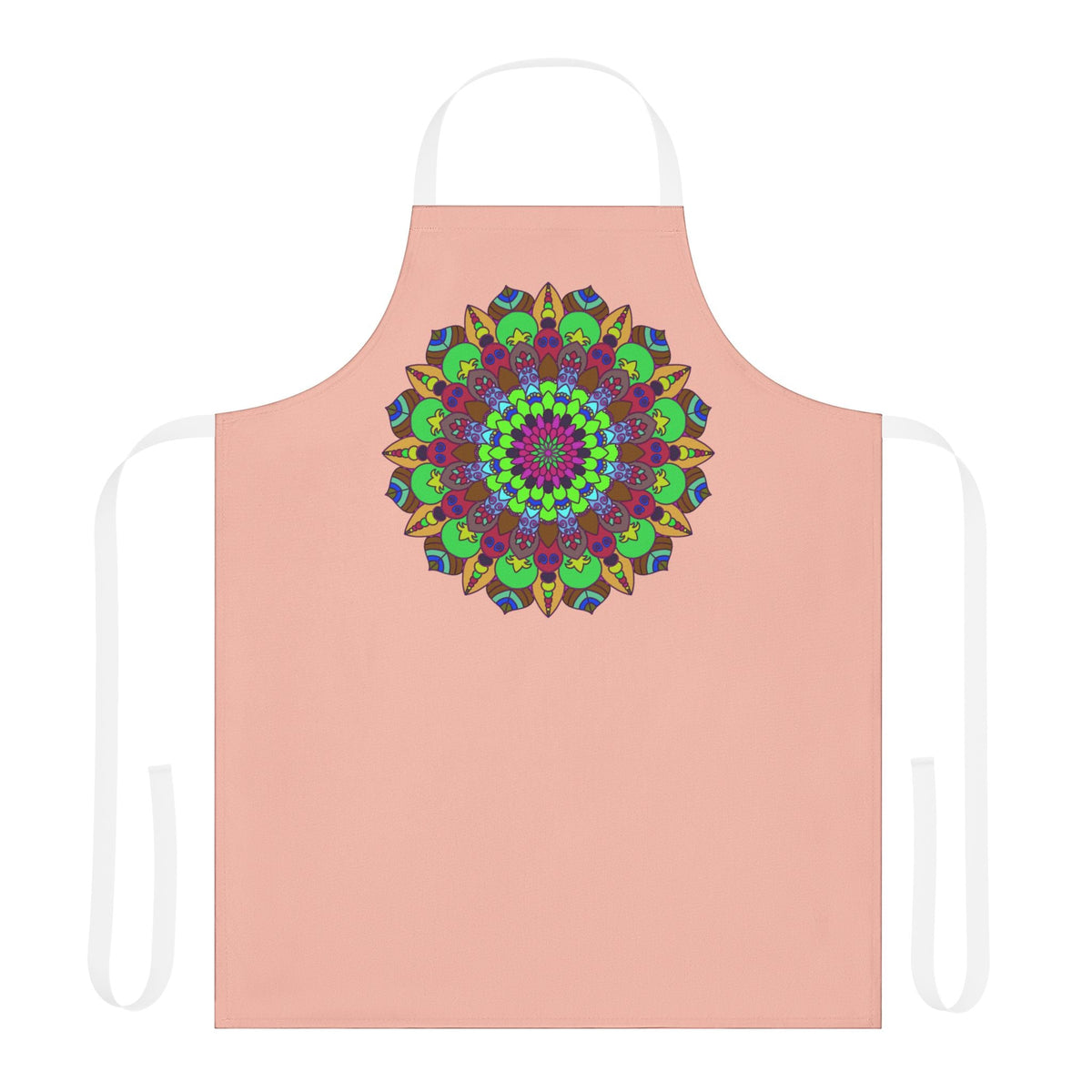 Peach Mandala Apron - Hand Drawn Art All Over Prints - Blululi
