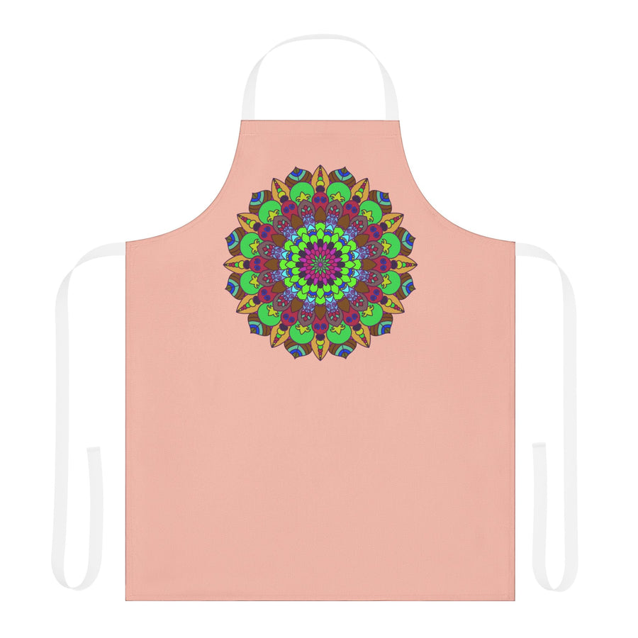 Peach Mandala Apron - Hand Drawn Art All Over Prints - Blululi