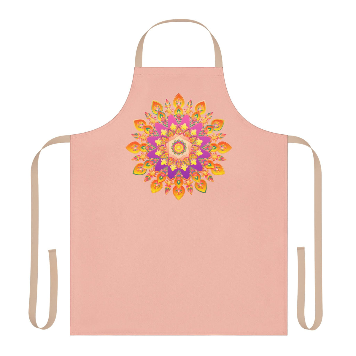 Peach Mandala Apron - Hand - Drawn Art All Over Prints - Blululi