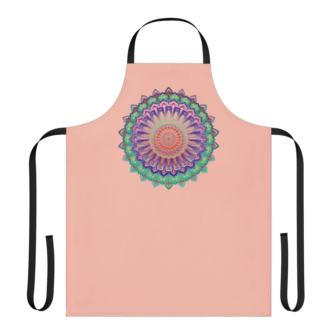 Peach Mandala Apron - Hand Drawn Art All Over Prints - Blululi