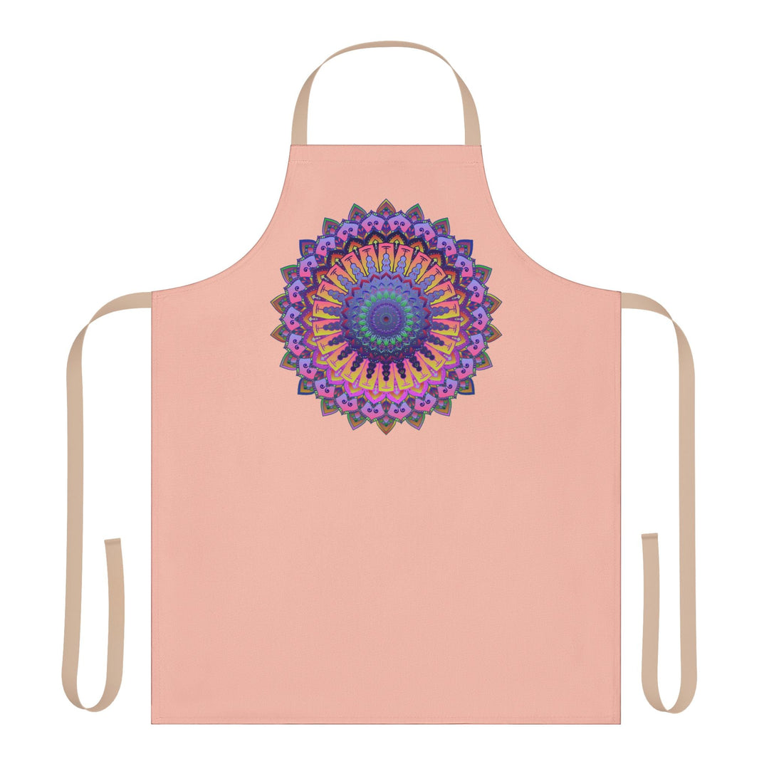 Peach Mandala Apron - Hand - Drawn Art All Over Prints - Blululi